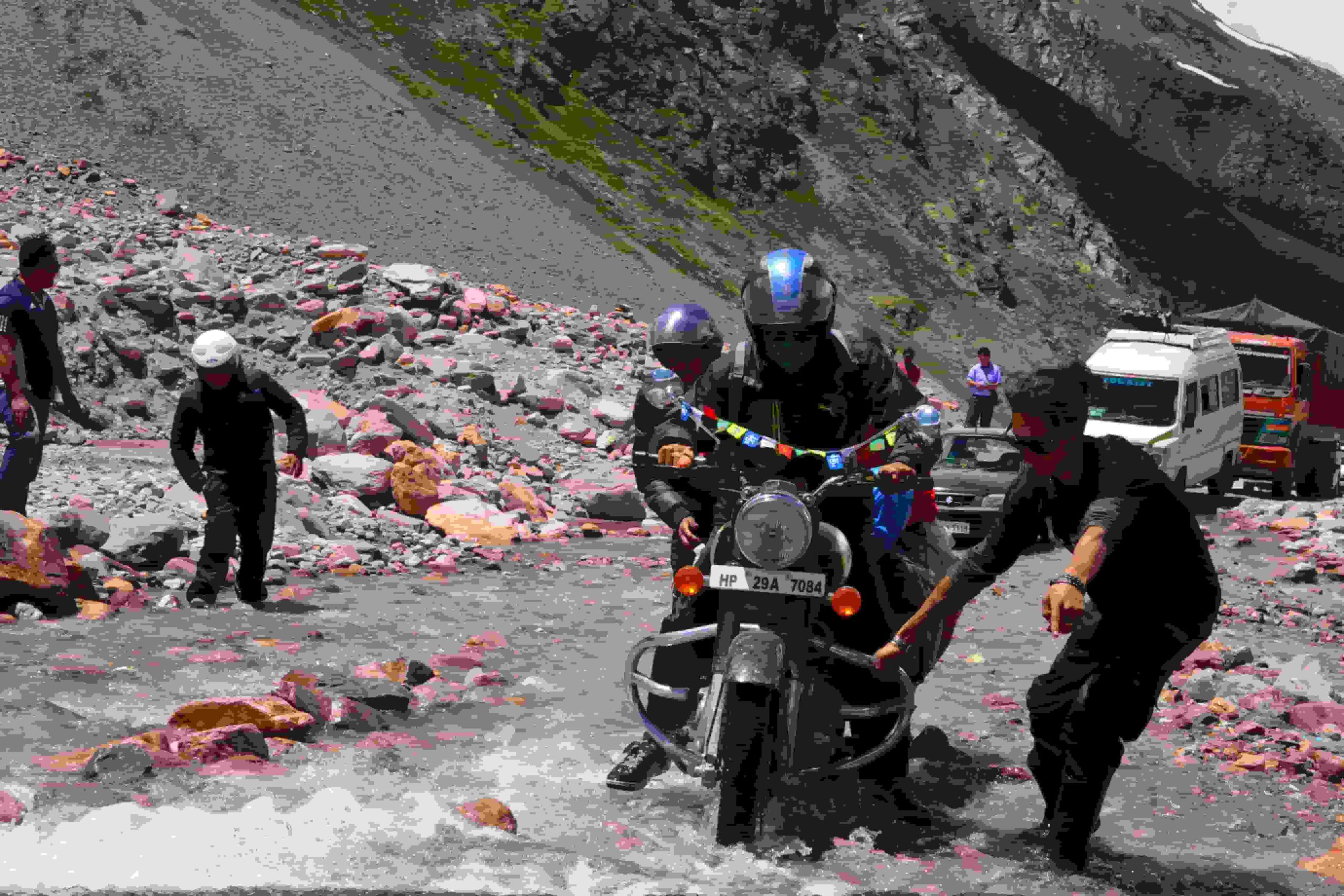 Nubra Pangong Motorcycle Circuit riders crossing Khardung La Pass in Ladakh